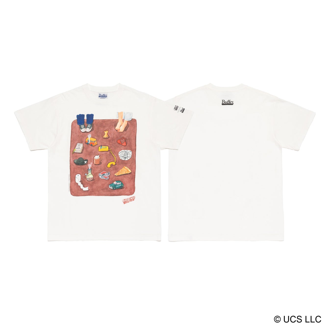 Buffer Fast Times at Ridgemont High Symbols Tシャツ WHITEの前面と背面